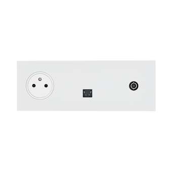 Art d'Arnould univers Epure prise 2P+T, RJ45 + prise télévision - blanc satin|Arnould-ARD67937