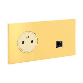 Art d'Arnould univers Epure prise de courant 2P+T et prise RJ45 - or miroir|Arnould-ARD67738