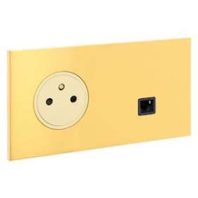Art d'Arnould univers Epure prise de courant 2P+T et prise RJ45 - or miroir|Arnould-ARD67738