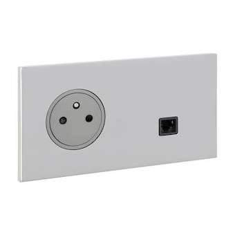 Art d'Arnould univers Epure prise de courant 2P+T et prise RJ45 - acier miroir|Arnould-ARD67638
