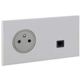 Art d'Arnould univers Epure prise de courant 2P+T et prise RJ45 - acier miroir|Arnould-ARD67638
