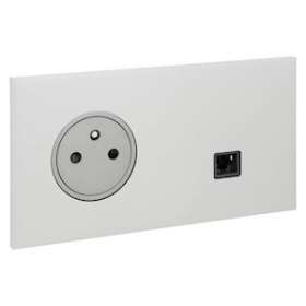 Art d'Arnould univers Epure prise de courant 2P+T et prise RJ45 - acier satin|Arnould-ARD67538