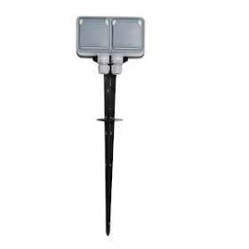 Piquet de jardin avec 2 prises 2P+T + 2 postes Plexo complet IP55 saillie - gris|Legrand-LEG069749