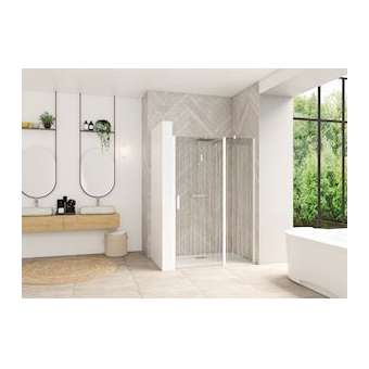 Smart Design porte pvt XXL sans seuil 130 prof blc sérig. bandes verticales|Blanc aqua production-BL5PA9052BBVE