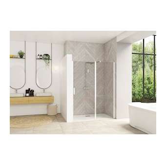 Smart Design porte pivotante XXL sans seuil 130 profilé blanc verre transparent|Blanc aqua production-BL5PA9052BTNE