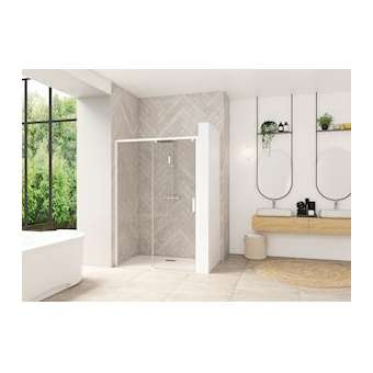 Smart Design coulissante sans seuil 170 profilé blanc verre transparent g|Blanc aqua production-BL5PA90124BTNEG