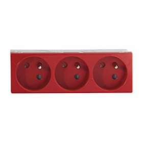 Prise TerCia 2 pôles + terre triple spécial goulotte rouge|Iboco-IBOB45034