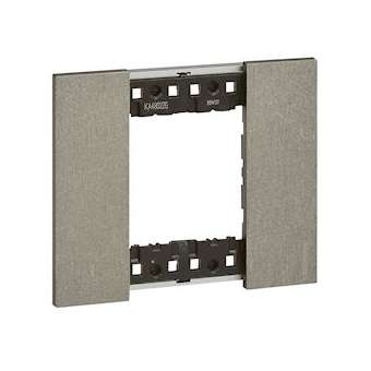 Plaque de finition Living Now Collection Les Noirs 2 modules finition Acier|Bticino-TICBTKA4802ZG