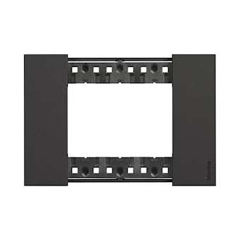 Plaque de finition Living Now Collection Les Noirs 3 modules finition Noir|Bticino-TICBTKA4803KG