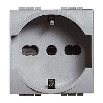 Prise standard germanique et italien 2P+T Livinglight typeP30 -Tech -2 modules|Bticino-TICNT4140