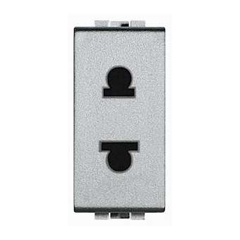 Prise standard européen-américain 2P+T Livinglight 127V à 250V -Tech -1 module|Bticino-TICNT4125