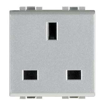 Prise de courant standard britannique 2P+T Livinglight 13A - Tech - 2 modules|Bticino-TICNT4150