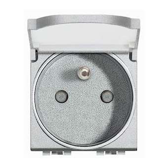 Prise de courant 2P+T couvercle Livinglight à bornes à vis - Tech - 2 modules|Bticino-TICNT4145