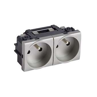 Prise de courant précâblée Livinglight 2x2P+T 16A 250V~ à bornes auto - Tech|Bticino-TICBTNT4142M2AN