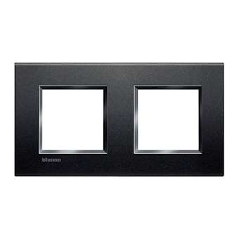 Plaque Livinglight Neutre 2+2 modules horizontal ou vertical - Anthracite|Bticino-TICLNA4802M2AR