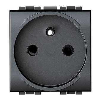 Prise de courant 2P+T Livinglight à bornes automatiques - Anthracite - 2 modules|Bticino-TICL4142AN