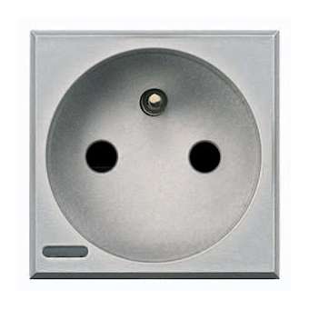 Prise de courant 2P+T Axolute à bornes automatiques - finition Alu - 2 modules|Bticino-TICHC4142AN