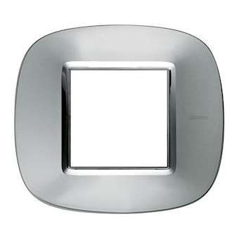 Plaque elliptique Axolute Métallisé 2 modules - Aluminium|Bticino-TICHB4802XC