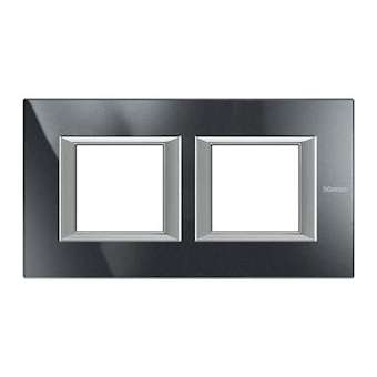 Plaque rectangulaire Axolute Aluminium monochrome 2+2 modules hori. - Anthracite|Bticino-TICHA4802M2HHS