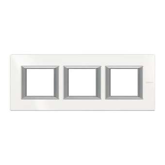 Plaque rectangulaire Axolute Aluminium monochrome 2+2+2modules horizontal -Blanc|Bticino-TICHA4802M3HHD