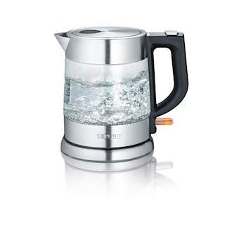 Bouilloire en verre, 2200 W, 1l, verre/inox brossé/noir, socle 360DEG central-c|Severin france-EVEWK3468