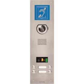 Platine vidéo inox encastrée 4 bp, synthèse vocale, pictos, boucle mag. pour ax|Aiphone-AIPAXDVF4ALBM