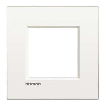 Plaque Livinglight Air Metal monochrome 2 modules - Blanc pur|Bticino-TICLNE4802BN
