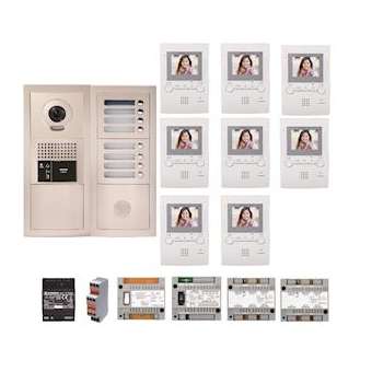 Pack vidéo 8 bp encastré, module vigik, centrales, 2 gt4z, 8 gt1m3l & alim.|Aiphone-AIPGTBV8E