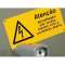 Etiquette signalétique de type MG-SIGNS-R arrêt urgence 62 mm jaune