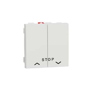 Unica - cde volet-roulant - double poussoir + STOP - 2 mod - Blanc - méca seul|Schneider Electric-SCHNU323718