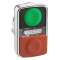 Harmony tête bt-pous double touche D22 vert + rouge non marqué IP66, IP69K