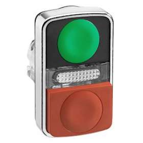 Harmony tête bt-pous double touche D22 vert + rouge non marqué IP66, IP69K|Schneider Electric-SCHZB4BW7L3740