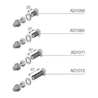 Vis M8 L 20mm pour barre profilé avec capuchons de vis (12 pcs)|ABB-ABBAD1056