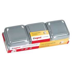 Lot interrupteur ou va-et-vient + 2 prises étanche Plexo saillie - gris|Legrand-LEG100671