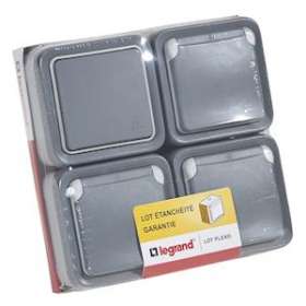 Lot de 1 interrupteur ou va et vient + 3 prises de courant Plexo saillie - gris|Legrand-LEG200316