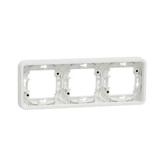 Mureva Styl - Cadre 3 postes horizontal - encastré - IP55 - IK08 - blanc|Schneider Electric-SCHMUR39109