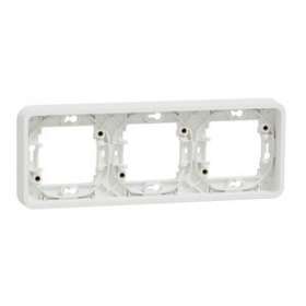 Mureva Styl - Cadre 3 postes horizontal - encastré - IP55 - IK08 - blanc|Schneider Electric-SCHMUR39109