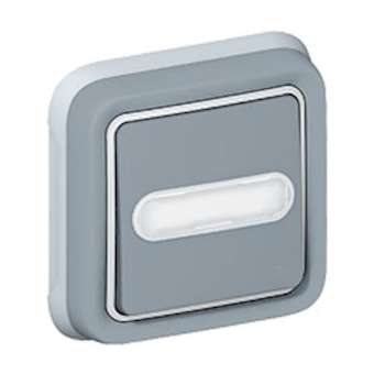 Poussoir inverseur étanche lumineux porte-étiquette Plexo IP55 encastré - gris|Legrand-LEG069824
