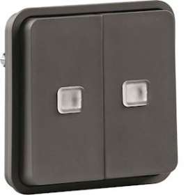 cubyko Double poussoir lumineux associable gris IP55|Hager-HAGWNA045
