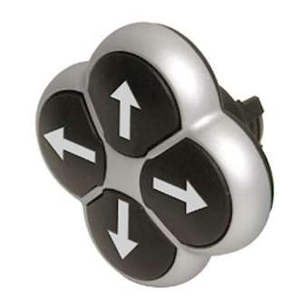Bouton-poussoir 4 positions, noir/gris, à rappel, titan|Eaton industries-EONM22-D4-S-X7