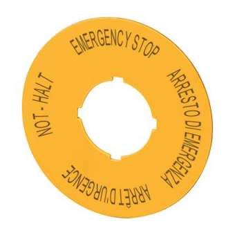 Étiquette, arrêt d'urgence, D60mm, jaune, DE, EN, FR, IT|Eaton industries-EONM22-XBK11