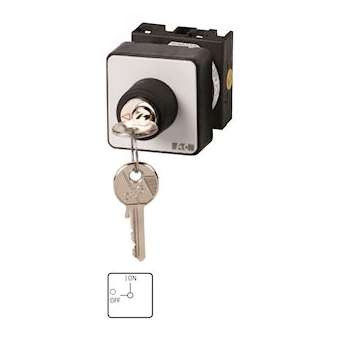 Inter. Marche-Arrêt, 2 P, 20A, par clé S-T0, à acc.,encastré, fix. centrale|Eaton industries-EONT0-1-102-EZ-S