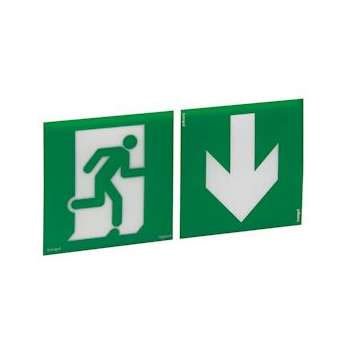 Jeu de 2 étiquettes d'évacuation amovibles et recyclable BAES d'évacuation ECO|Legrand-LEG062686