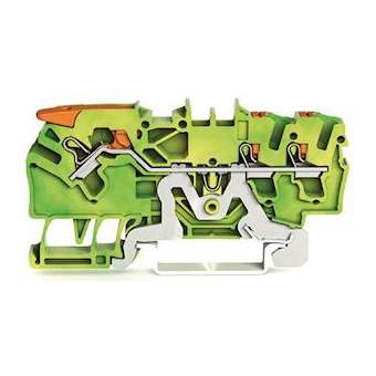 Borne de protection pour 3 conducteu avec levier et poussoir 2,5mm², vert-jaune|Wago contact-WAG2102-5307