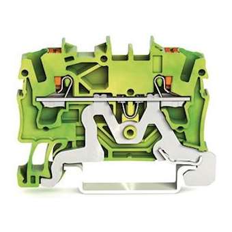 Borne de protection pour 2 conducteu avec poussoir 2,5mm², vert-jaune|Wago contact-WAG2202-1207