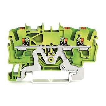 Borne de protection pour 3 conducteu avec poussoir 2,5mm², vert-jaune|Wago contact-WAG2202-1307