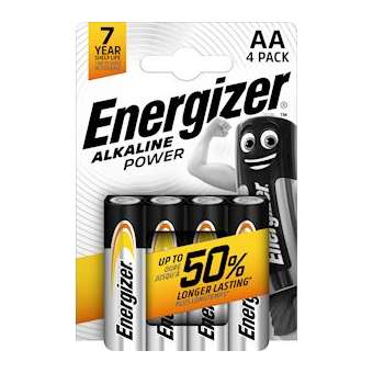 Pile alcaline Power AA x 4 permet de conserver l'energie pendant 7 ans|Energizer france-RSN246599