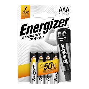 Pile alcaline Power AAA x 4 permet de conserver l'energie pendant 7 ans|Energizer france-RSN247893
