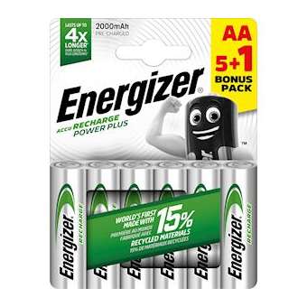 Piles Rechargeables Energizer Power Plus AA/LR6 2000 MAH pack de 5+1|Energizer france-RSN438642
