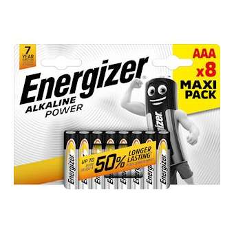 Pile alcaline Power AAA x 8 permet de conserver l'energie pendant 7 ans|Energizer france-RSN410662